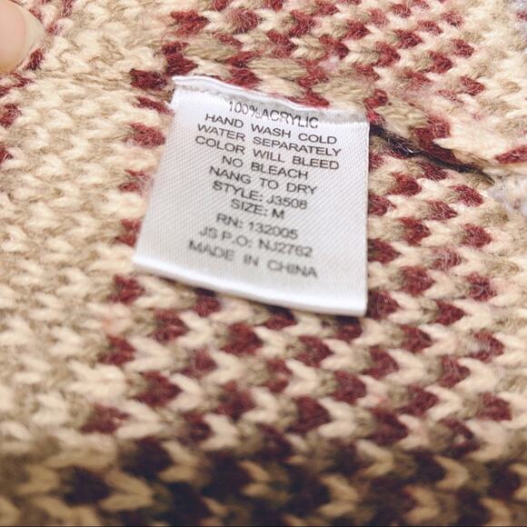 ENTRO Aztec Print Boho Tan Long Cardigan Sweater size Medium - Picture 9 of 9